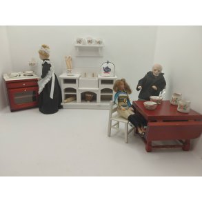 Stel i beige med orange kant