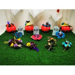Bl hjerte Halloween/gravsted buket (hndlavet)
