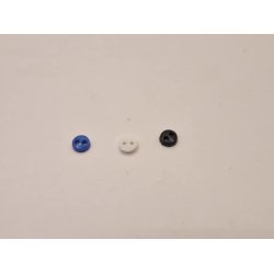 Knap 0,5 cm hvid, bl, sort (ny)