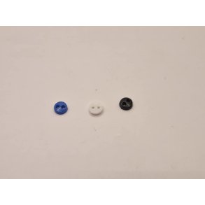 Knap 0,5 cm hvid, bl, sort (ny)
