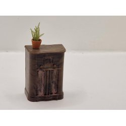 Kleeware radio med potteplante i plastik (brugt)