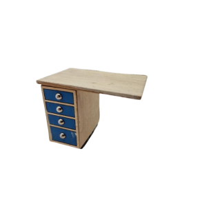 Kkken sidebord med skuffer. Lundby (brugt/malet)