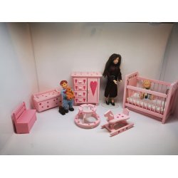 Bnk med opbevaring til dukkehus scala 1:12 (brugt)