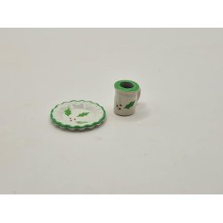 Julekop og tallerken i metal (nyt)