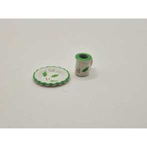 Julekop og tallerken i metal (nyt)