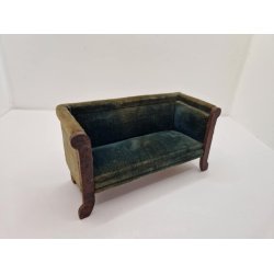 Sofa i mrkegrn velour (antik)