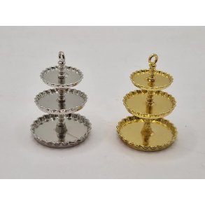  Kage opsats/etagefad i guld eller slv i metal (ny)