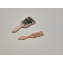 Hndspejl og brste i plastik (brugt)