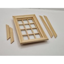 Vindue i umalet tr, med rigtig glas (nyt)