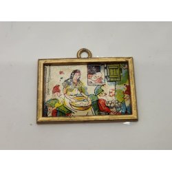 Nisse tegning i metal ramme (antik/lidt defekt)