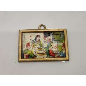 Nisse tegning i metal ramme (antik/lidt defekt)