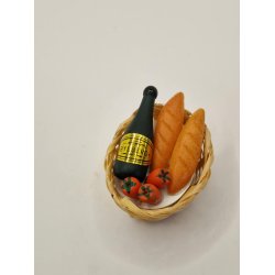 Kurv med champagne og brd (brugt)