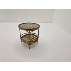 Bord i tin med glas plade (antik) (muligvis Filliree eller Erhard &amp; Shne)