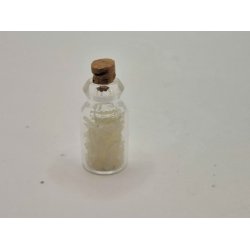 Krukke i glas med korkprop og indhold (brugt)