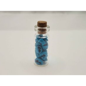  Krukke i glas med korkprop og indhold (brugt)