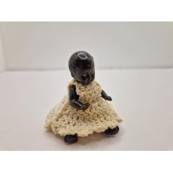 Mrk dukke med hndlavet tj. Tysk (vintage)