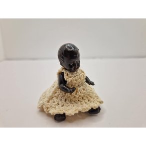 Mrk dukke med hndlavet tj. Tysk (vintage)