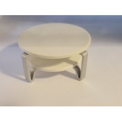 Rundt bord med plastik stel og tr bord plade. Lundby. (Brugt)