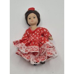 Dukke i porceln med tj (brugt) 8,5 cm