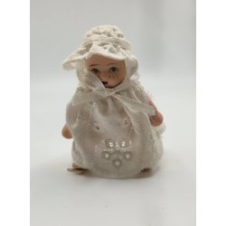 Baby dukke i porceln (vintage) 7 cm