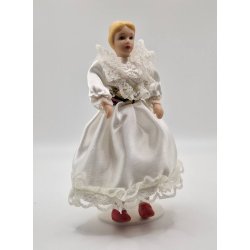 Konfirmand/brud dukke i delvis porceln (vintage)  14 cm