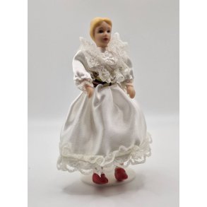Konfirmand/brud dukke i delvis porceln (vintage)  14 cm