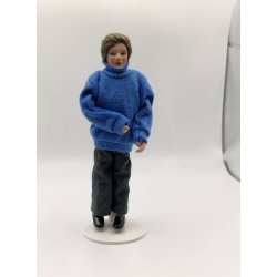 Dukke mand scala 1:12 delvis porceln. 14,5 cm