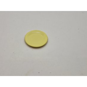 Lysegul tallerken i plastik (brugt)  2,5 cm