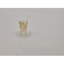 Glas med sugerr og citron skive i plastik (nyt)