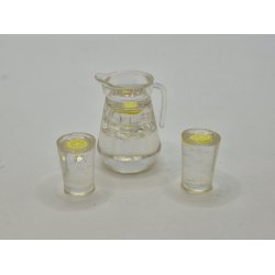 Kande og 2 glas med citron skiver og isterninger i plastik (nyt)