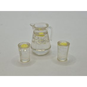 Kande og 2 glas med citron skiver og isterninger i plastik (nyt)