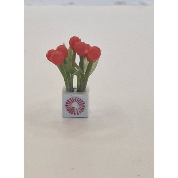 Blomster i metal potte. Lundby (vintage)