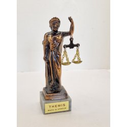 Themis retfrdigheds gudinde i metal p marmor fod (vintage)