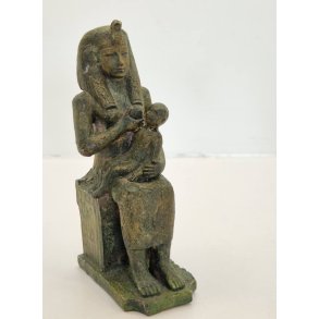 Egyptisk figur Isis med barn i metal (vintage)
