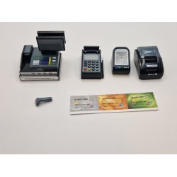 Moderne kasseapparat med, dankort terminal, hnd scannet og printer. I plastik (nyt)