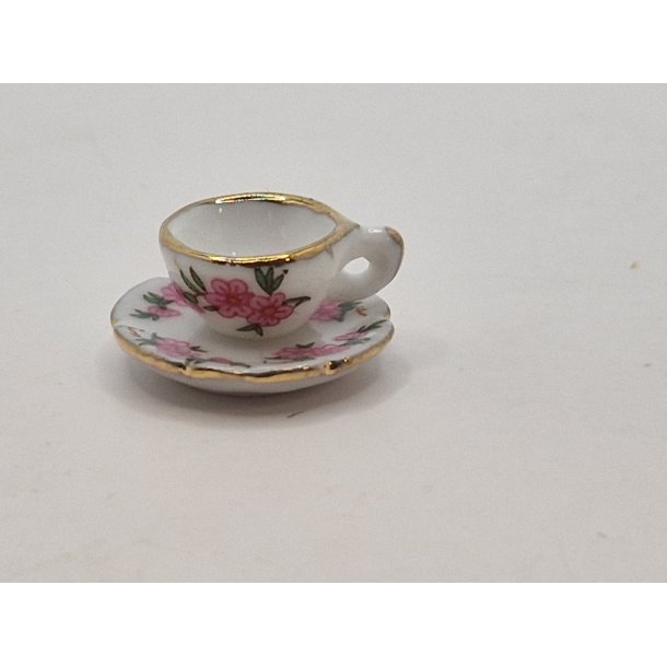 Tekop og tallerken i porceln (brugt)