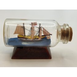 Flaske skib i tr og glas (brugt)