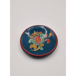 Platte i keramik, muligvis norsk rosemaling (vintage)  3,5 cm