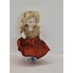 Dukke i porceln. Bisque miniature dukke (antik fra r 1900)