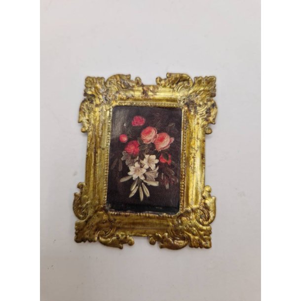 Billede af blomster i Erhard &amp; Shne metal ramme (antik)