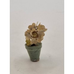 Potteplante. Potte i tr, blomster i papir. Tysk (vintage)