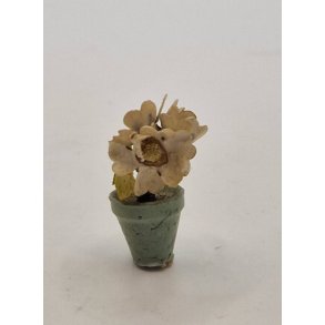 Potteplante. Potte i tr, blomster i papir. Tysk (vintage)