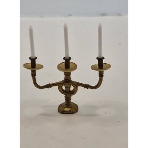 3 armeret kandelaber I metal inkl 3 nye lys (antik)