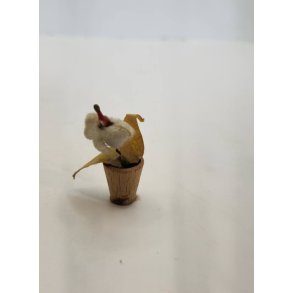 Potteplante. Potte i tr og blomster i velour fra r 1900 (antik)