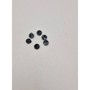 6 stk meget sm sorte knapper i plastik (nye)  0,4 cm
