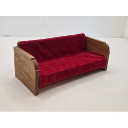 Sofa i tr med velour (vintage) 1:16
