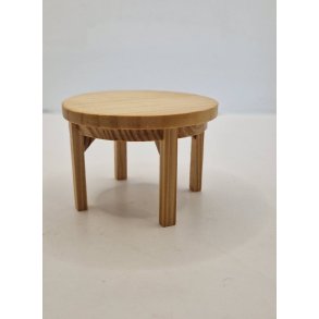 Rundt bord i tr. Lundby spisebord. 1:12 sofabord (brugt)