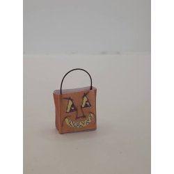 Pose med halloween grskar hoved i papir (hndlavet)