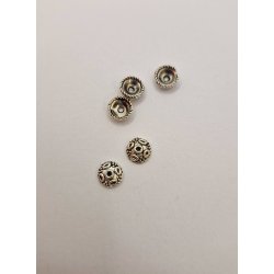 5 stk perleskle i metal (nye)