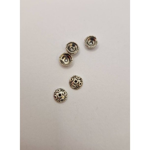 5 stk perleskle i metal (nye)